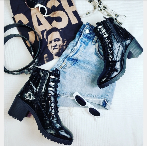 Super Trooper// black croc print boot - Picture 6 of 8